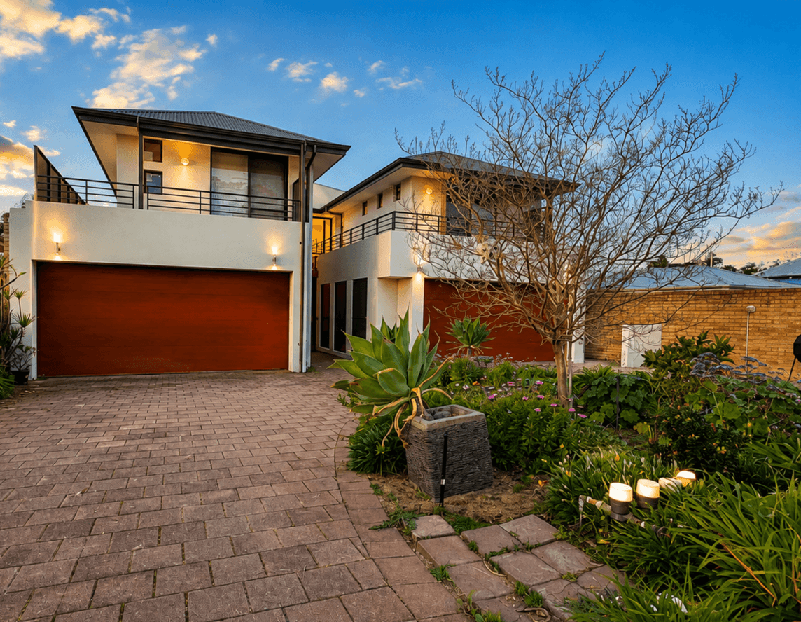 Street frontage of the small complex at 38 Brandon Street, Kensington at dusk